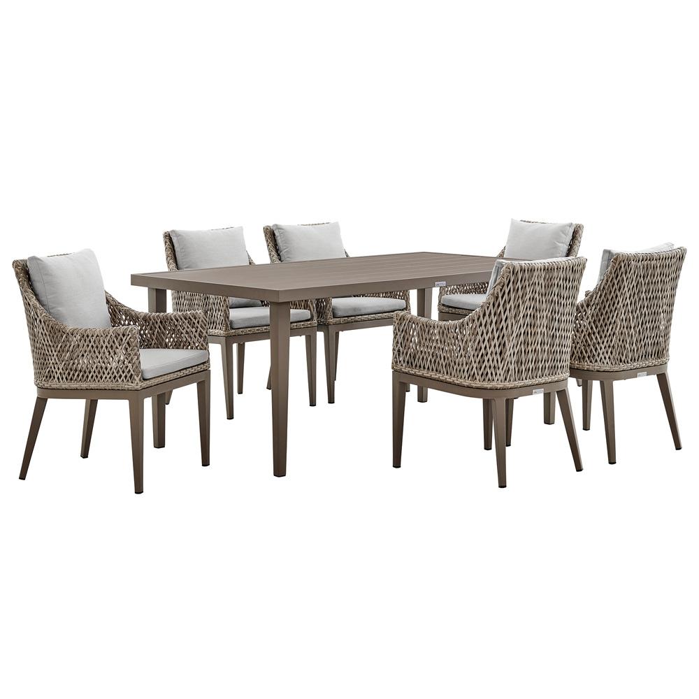 Armen Living - Grenada 7 Piece Gray Aluminum Outdoor Dining Set with Gray Fabric - SETODGDDIGR7 veiw 1