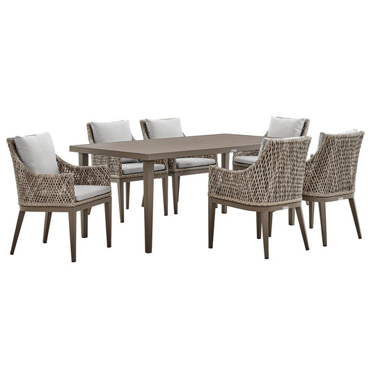 Armen Living - Grenada 7 Piece Gray Aluminum Outdoor Dining Set with Gray Fabric - SETODGDDIGR7 veiw 1