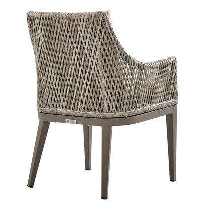 Armen Living - Grenada Outdoor Wicker and Aluminum Gray Dining Chair with Beige Cushions - Set of 2 - LCGDCHGR veiw 5