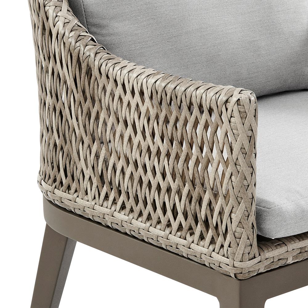 Armen Living - Grenada Outdoor Wicker and Aluminum Gray Dining Chair with Beige Cushions - Set of 2 - LCGDCHGR veiw 6