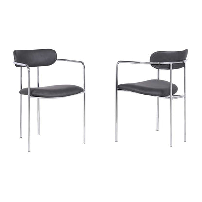 Armen Living - Gwen Contemporary Dining Chair in Chrome Finish with Gray Faux Leather (Set of 2) - LCGWSWCHGR - CLOSEOUT veiw 1