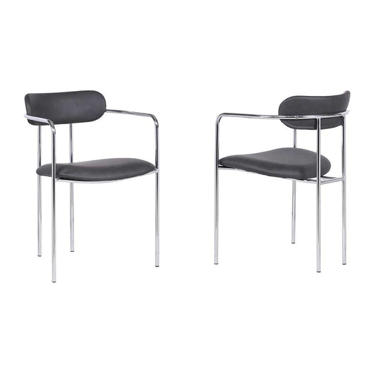 Armen Living - Gwen Contemporary Dining Chair in Chrome Finish with Gray Faux Leather (Set of 2) - LCGWSWCHGR - CLOSEOUT veiw 1