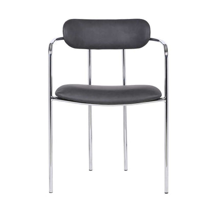 Armen Living - Gwen Contemporary Dining Chair in Chrome Finish with Gray Faux Leather (Set of 2) - LCGWSWCHGR - CLOSEOUT veiw 2