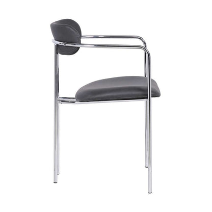 Armen Living - Gwen Contemporary Dining Chair in Chrome Finish with Gray Faux Leather (Set of 2) - LCGWSWCHGR - CLOSEOUT veiw 3