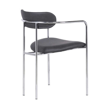 Armen Living - Gwen Contemporary Dining Chair in Chrome Finish with Gray Faux Leather (Set of 2) - LCGWSWCHGR - CLOSEOUT veiw 4