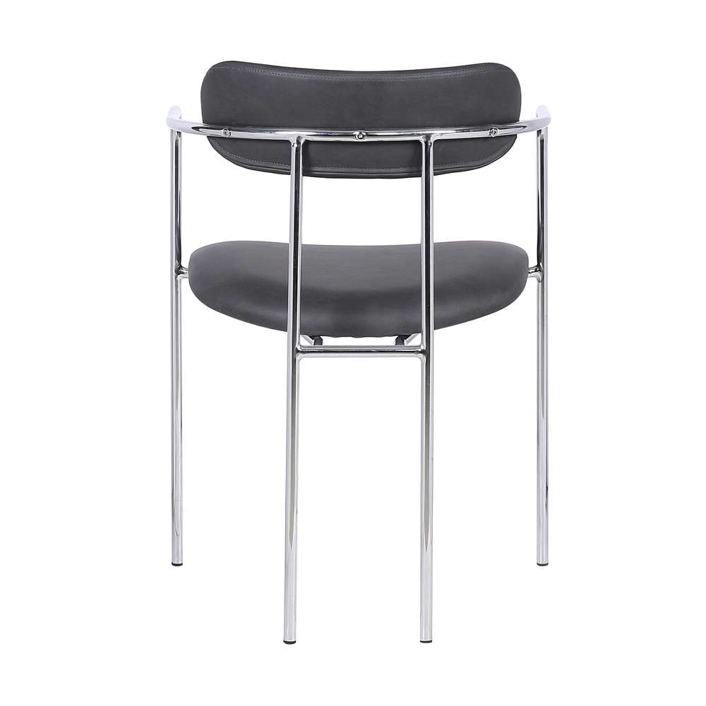Armen Living - Gwen Contemporary Dining Chair in Chrome Finish with Gray Faux Leather (Set of 2) - LCGWSWCHGR - CLOSEOUT veiw 5