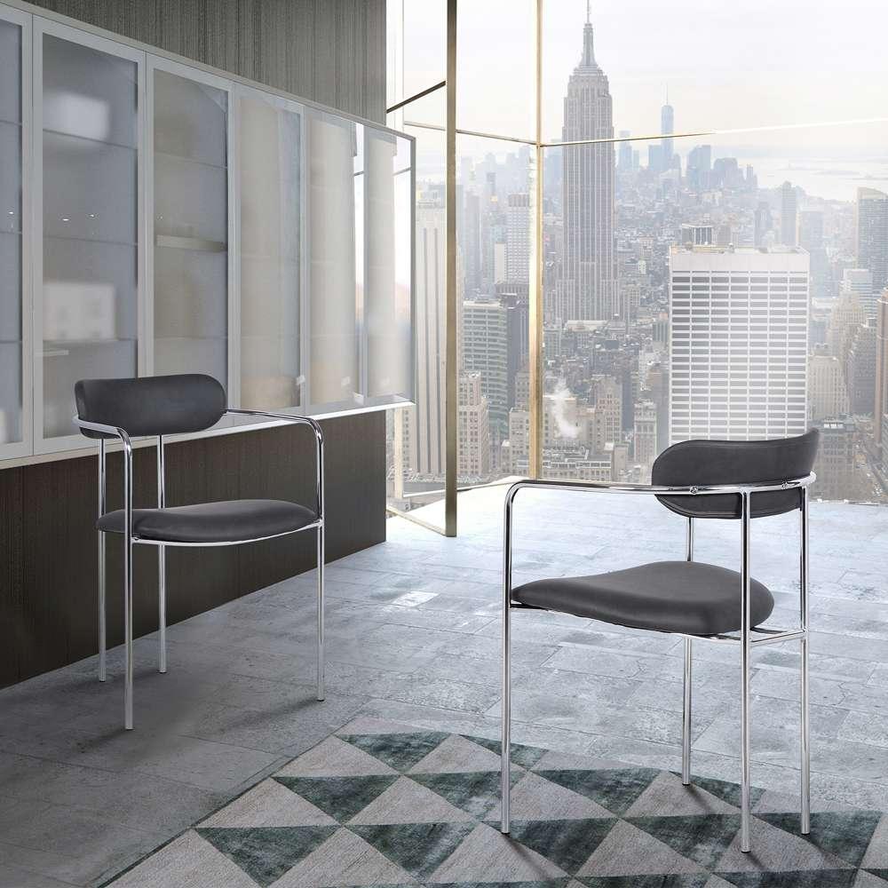 Armen Living - Gwen Contemporary Dining Chair in Chrome Finish with Gray Faux Leather (Set of 2) - LCGWSWCHGR - CLOSEOUT veiw 6