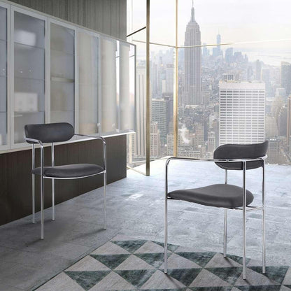 Armen Living - Gwen Contemporary Dining Chair in Chrome Finish with Gray Faux Leather (Set of 2) - LCGWSWCHGR - CLOSEOUT veiw 6