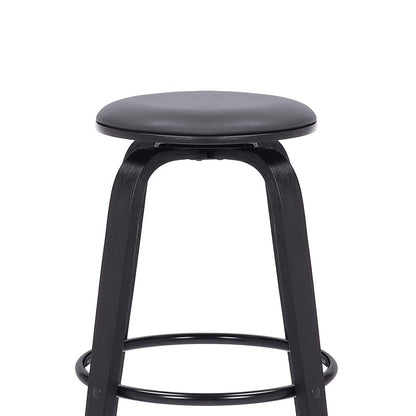 Armen Living - Harbor 30in Bar Height Backless Swivel Grey Faux Leather and Black Wood Mid-Century Modern Bar Stool - LCHBBAGRBL30 veiw 4