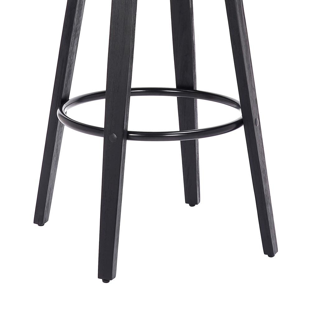 Armen Living - Harbor 30in Bar Height Backless Swivel Grey Faux Leather and Black Wood Mid-Century Modern Bar Stool - LCHBBAGRBL30 veiw 5