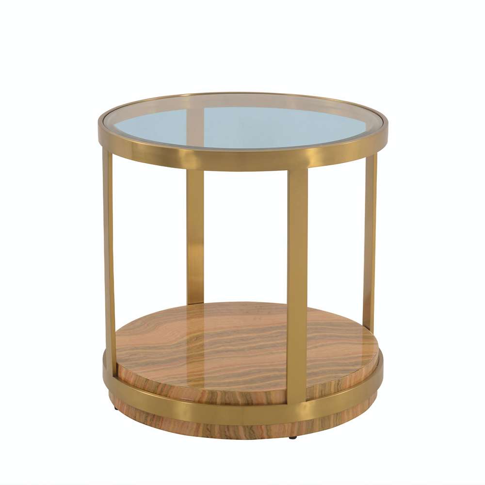 Armen Living - Hattie Glass Top End Table with Brushed Gold Legs - LCDXLAGLGLD veiw 1