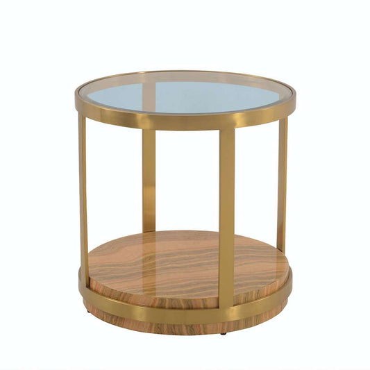 Armen Living - Hattie Glass Top End Table with Brushed Gold Legs - LCDXLAGLGLD veiw 1