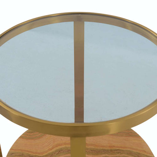 Armen Living - Hattie Glass Top End Table with Brushed Gold Legs - LCDXLAGLGLD veiw 2