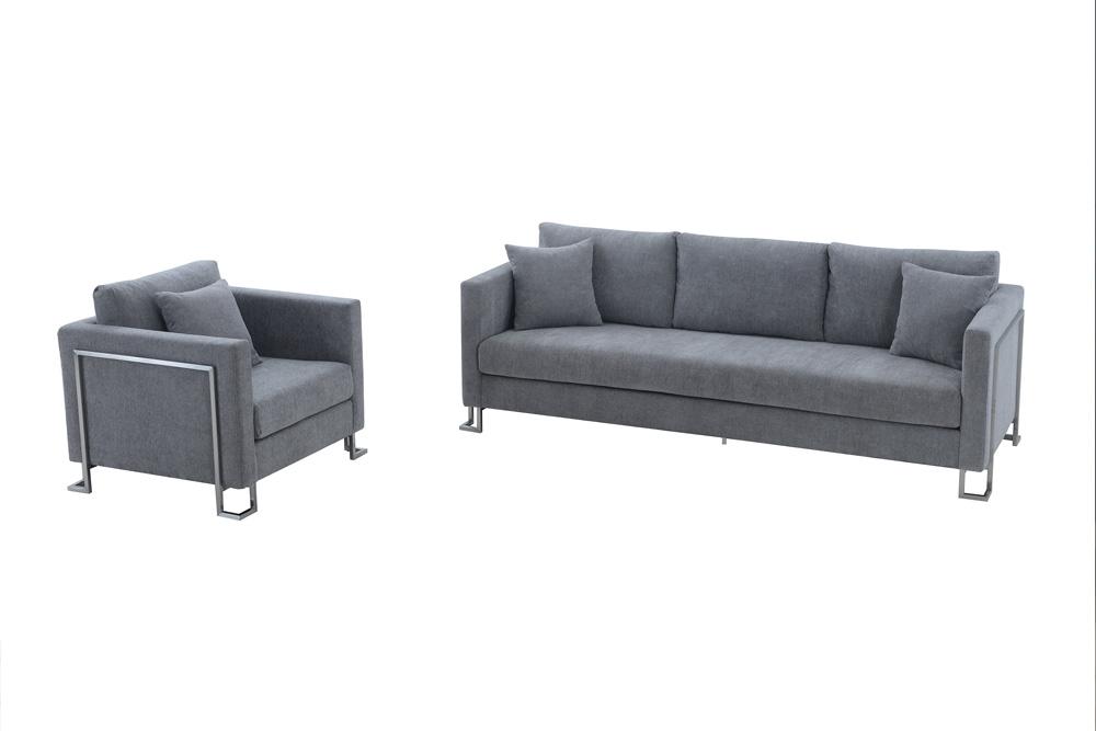 Armen Living - Heritage 2 Piece Gray Fabric Upholstered Sofa & Chair Set - SETHTGREY2PC veiw 1