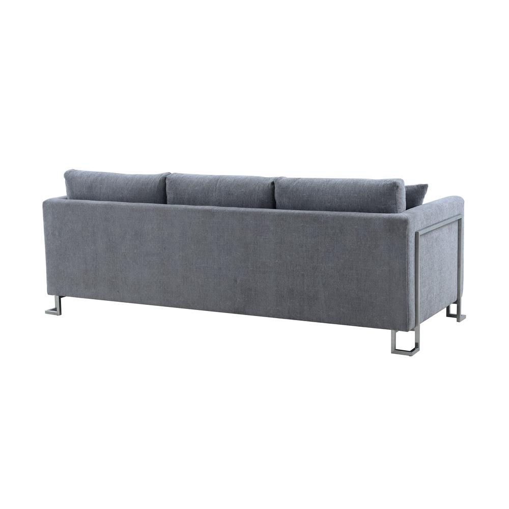 Armen Living - Heritage Gray Fabric Upholstered Sofa with Brushed Stainless Steel Legs - LCHT3GREY veiw 5