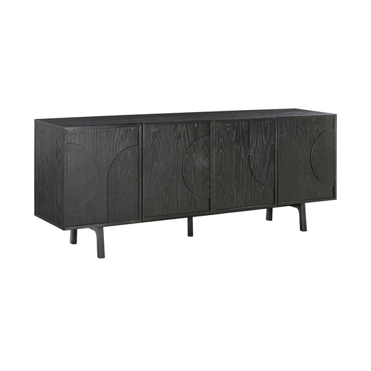 Armen Living - Holland 4 Door Sideboard Buffet in Black Brushed Oak Wood - LCHNBUBLK view 2
