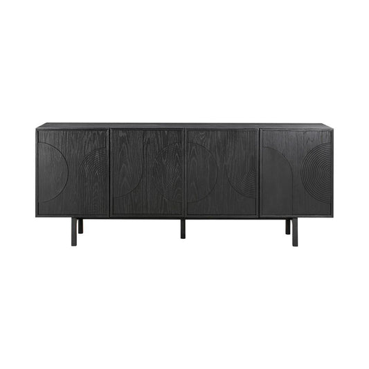 Armen Living - Holland 4 Door Sideboard Buffet in Black Brushed Oak Wood - LCHNBUBLK veiw 1