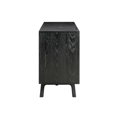 Armen Living - Holland 4 Door Sideboard Buffet in Black Brushed Oak Wood - LCHNBUBLK veiw 4