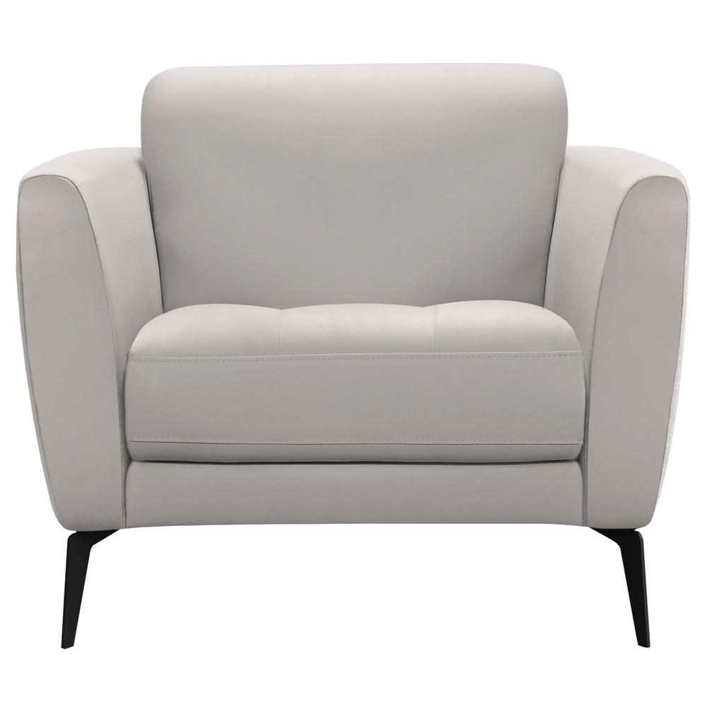 Armen Living - Hope Contemporary Chair in Genuine Dove Gray Leather with Black Metal Legs - LCHP1GR veiw 2