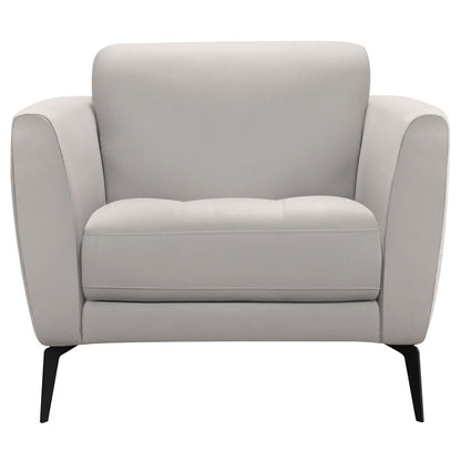 Armen Living - Hope Contemporary Chair in Genuine Dove Gray Leather with Black Metal Legs - LCHP1GR veiw 2