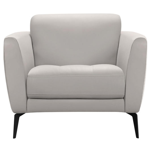 Armen Living - Hope Contemporary Chair in Genuine Dove Gray Leather with Black Metal Legs - LCHP1GR veiw 2