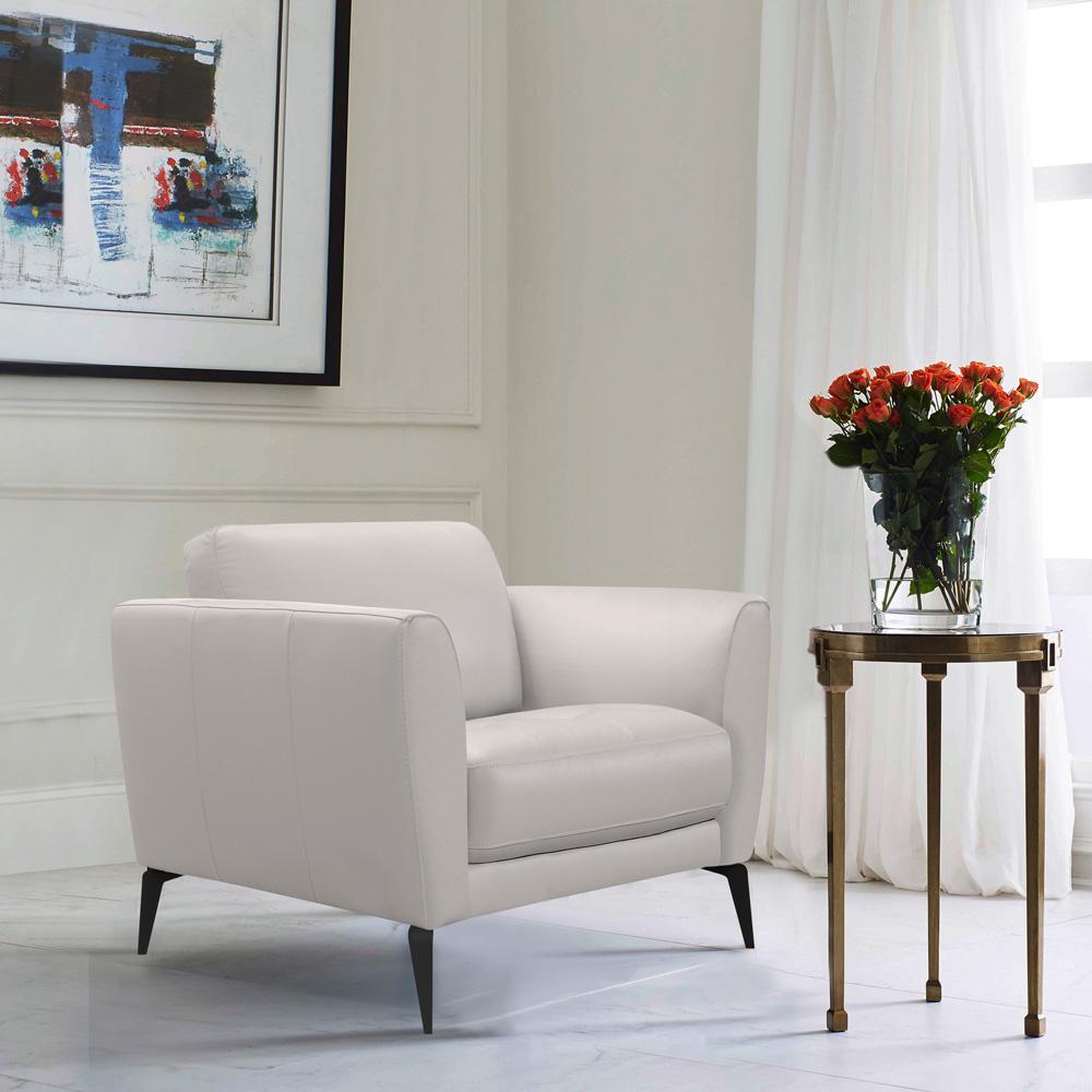 Armen Living - Hope Contemporary Chair in Genuine Dove Gray Leather with Black Metal Legs - LCHP1GR veiw 5