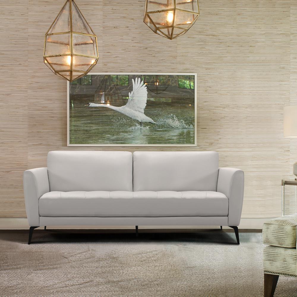 Armen Living - Hope Contemporary Sofa in Genuine Dove Gray Leather with Black Metal Legs - LCHP3GR veiw 5