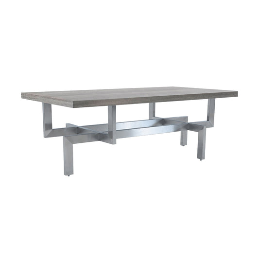 Armen Living - Illusion Gray Wood Coffee Table with Brushed Stainless Steel Base - LCILCOBSGR veiw 1