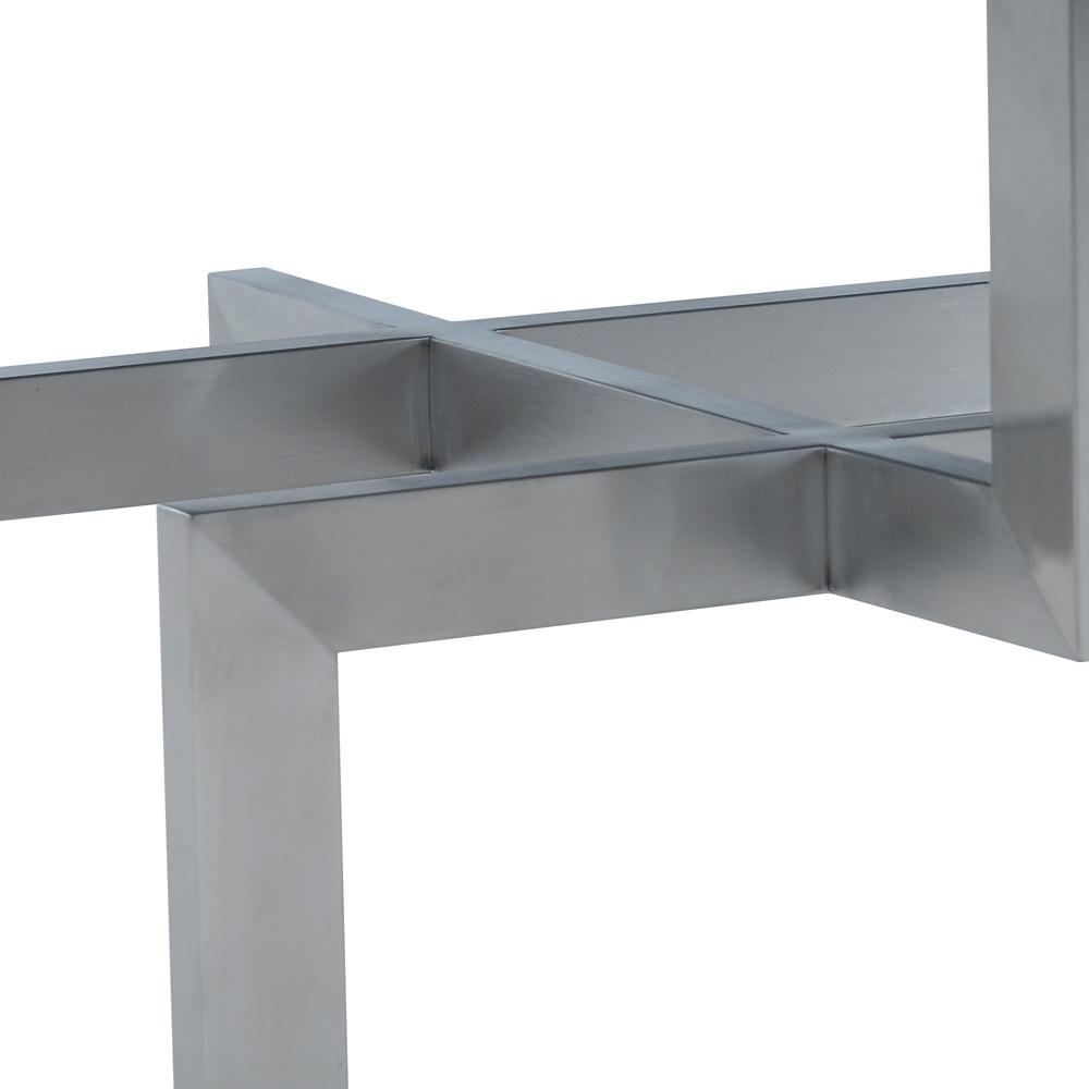Armen Living - Illusion Gray Wood Coffee Table with Brushed Stainless Steel Base - LCILCOBSGR veiw 3