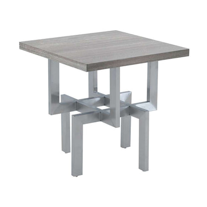 Armen Living - Illusion Gray Wood End Table with Brushed Stainless Steel Base - LCILLABSGR veiw 1