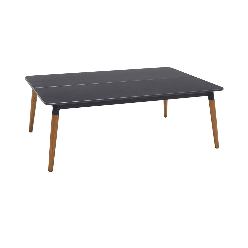 Armen Living - Ipanema Outdoor Dark Grey Rectangular Coffee Table with Teak Legs - LCIPCODGR - CLOSEOUT veiw 2