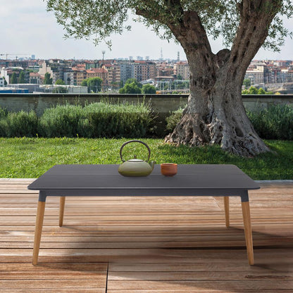 Armen Living - Ipanema Outdoor Dark Grey Rectangular Coffee Table with Teak Legs - LCIPCODGR - CLOSEOUT veiw 6