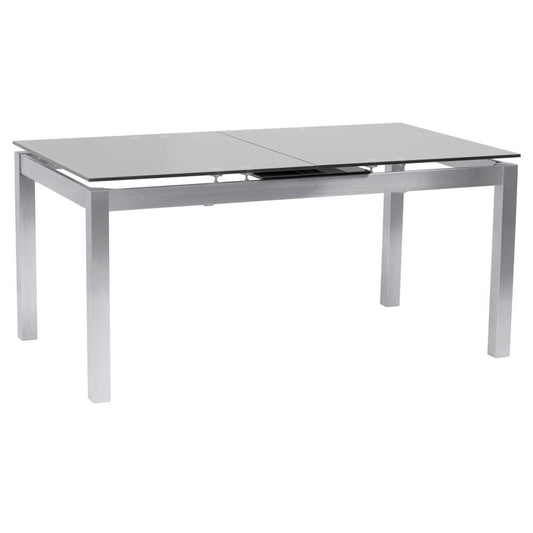 Armen Living - Ivan Extension Dining Table in Brushed Stainless Steel and Gray Tempered Glass Top - LCIVDIGG veiw 1