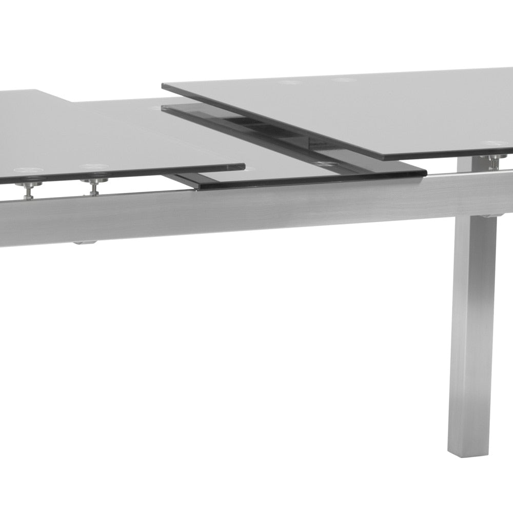 Armen Living - Ivan Extension Dining Table in Brushed Stainless Steel and Gray Tempered Glass Top - LCIVDIGG veiw 3