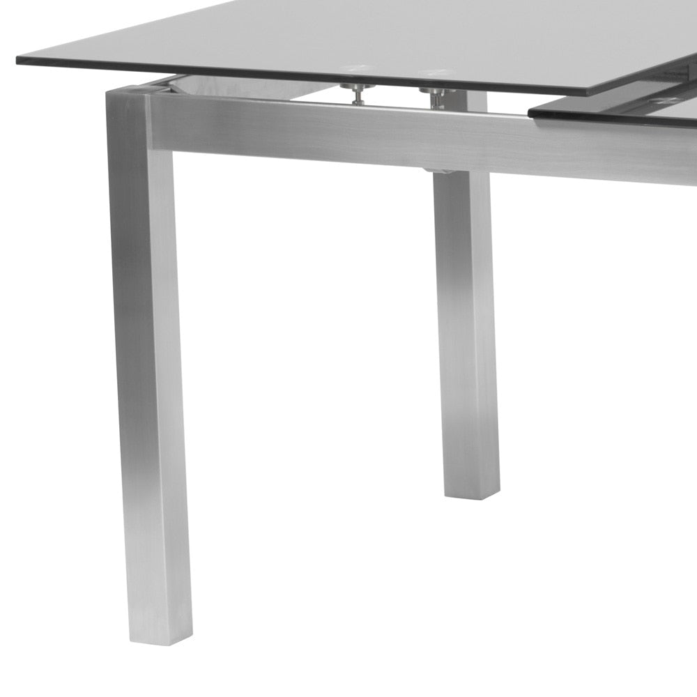 Armen Living - Ivan Extension Dining Table in Brushed Stainless Steel and Gray Tempered Glass Top - LCIVDIGG veiw 4