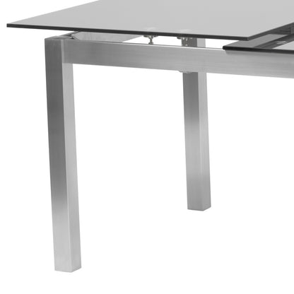 Armen Living - Ivan Extension Dining Table in Brushed Stainless Steel and Gray Tempered Glass Top - LCIVDIGG veiw 4