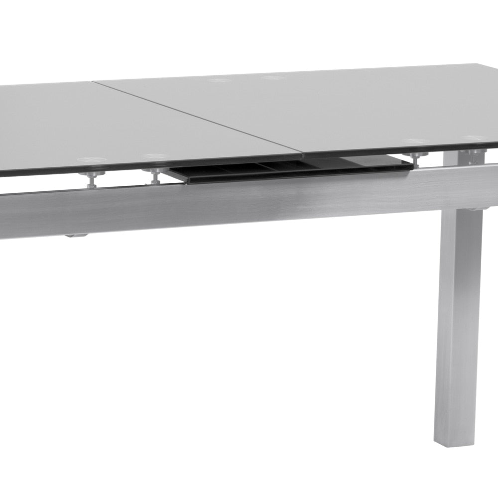 Armen Living - Ivan Extension Dining Table in Brushed Stainless Steel and Gray Tempered Glass Top - LCIVDIGG veiw 5