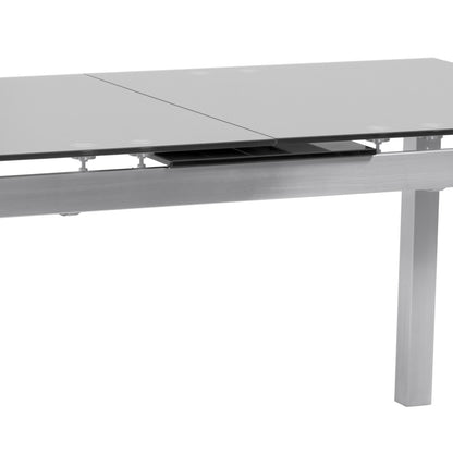 Armen Living - Ivan Extension Dining Table in Brushed Stainless Steel and Gray Tempered Glass Top - LCIVDIGG veiw 5
