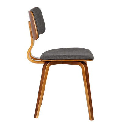 Armen Living  - Jaguar Mid-Century Dining Chair in Walnut Wood and Charcoal Fabric - LCJASIWACH veiw 3