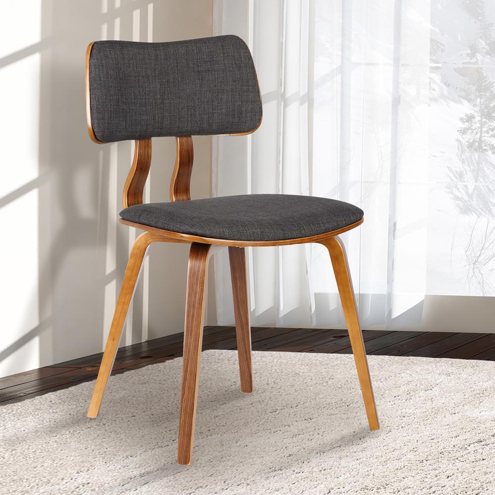 Armen Living  - Jaguar Mid-Century Dining Chair in Walnut Wood and Charcoal Fabric - LCJASIWACH veiw 8
