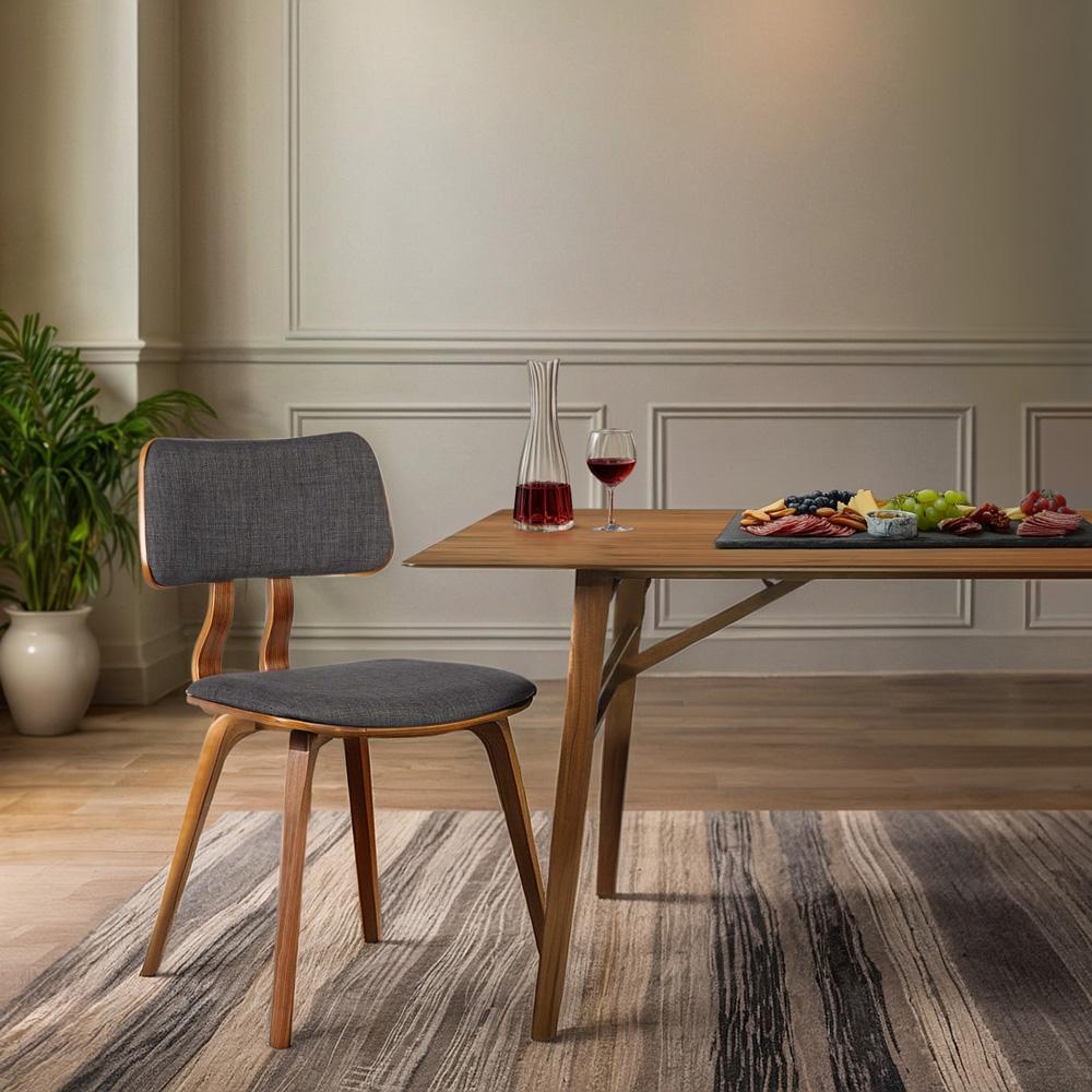 Armen Living  - Jaguar Mid-Century Dining Chair in Walnut Wood and Charcoal Fabric - LCJASIWACH veiw 9