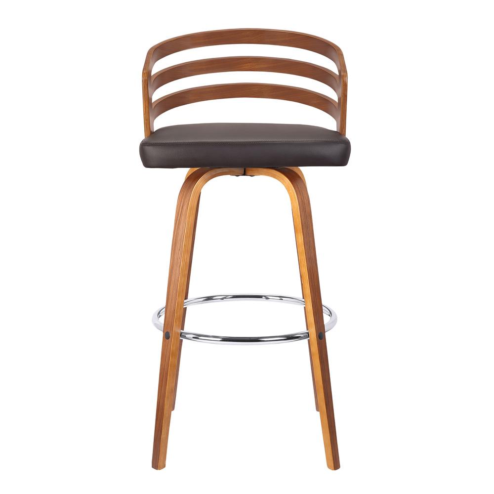 Armen Living  - Jayden 30in Bar Height Swivel Brown Faux Leather and Walnut Wood Bar Stool - LCJYBABRWA30 veiw 2