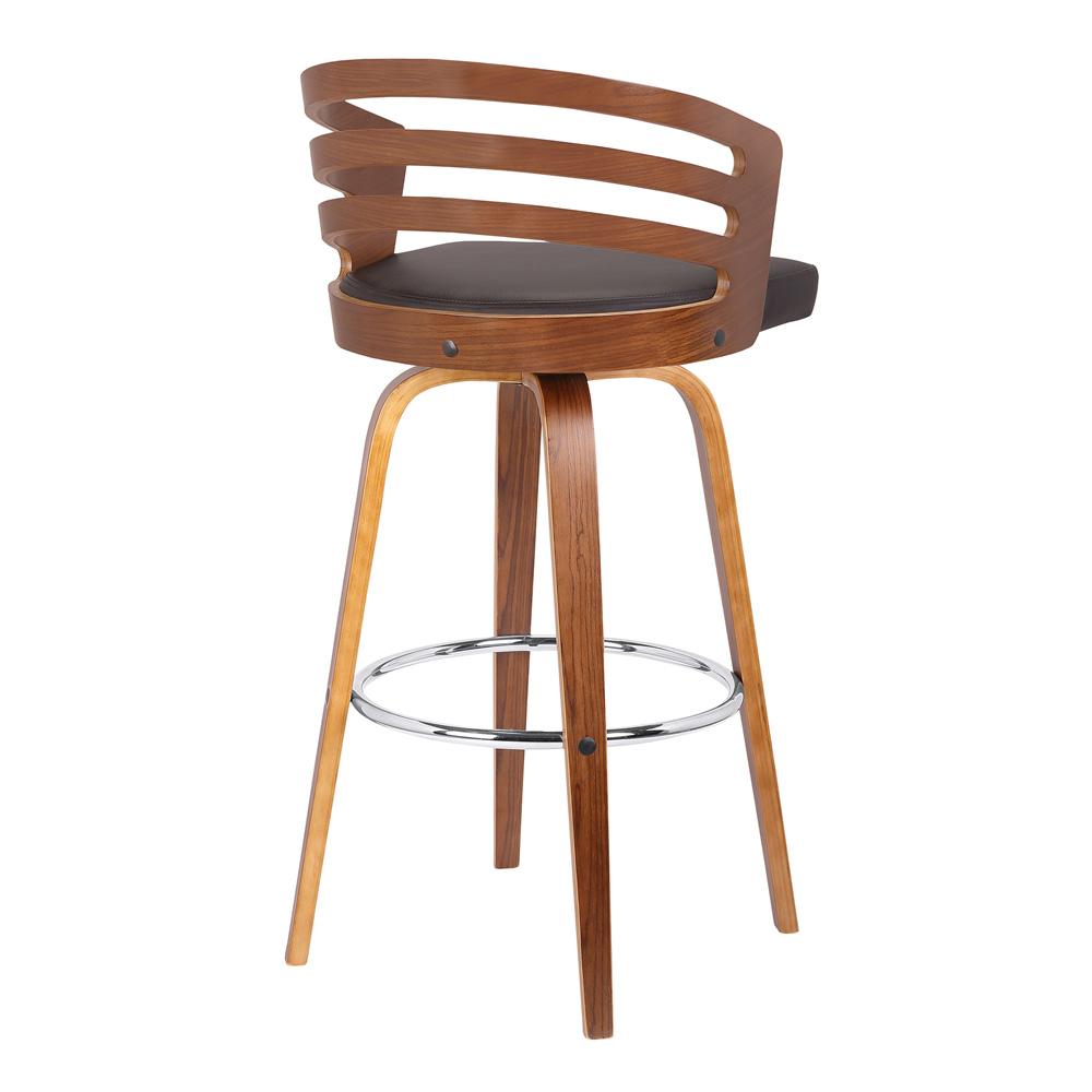 Armen Living  - Jayden 30in Bar Height Swivel Brown Faux Leather and Walnut Wood Bar Stool - LCJYBABRWA30 veiw 3
