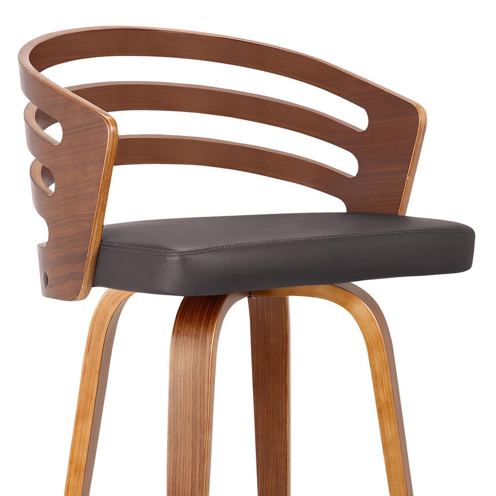 Armen Living  - Jayden 30in Bar Height Swivel Brown Faux Leather and Walnut Wood Bar Stool - LCJYBABRWA30 veiw 4