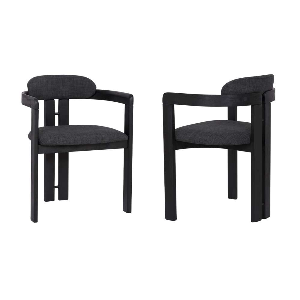 Armen Living - Jazmin Contemporary Dining Chair in Black Brushed Wood Finish and Charcoal Fabric (Set of 2) - LCJZCHCHBL veiw 1