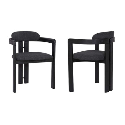 Armen Living - Jazmin Contemporary Dining Chair in Black Brushed Wood Finish and Charcoal Fabric (Set of 2) - LCJZCHCHBL veiw 1