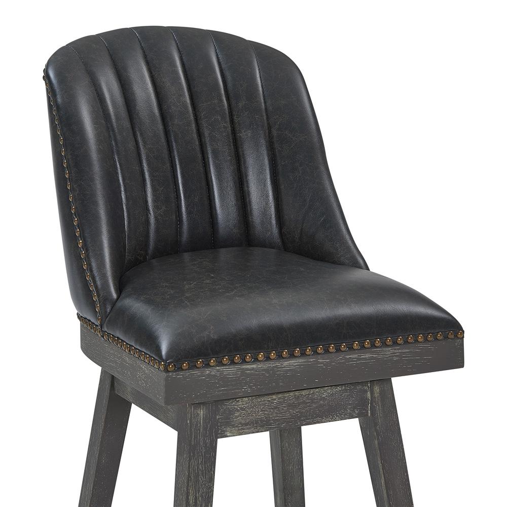 Armen Living - Journey 30in Bar Height Swivel Brown Onyx Faux Leather and American Grey Wood Bar Stool - LCJRBAGRON30 veiw 2