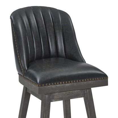 Armen Living - Journey 30in Bar Height Swivel Brown Onyx Faux Leather and American Grey Wood Bar Stool - LCJRBAGRON30 veiw 2