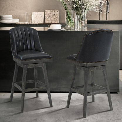 Armen Living - Journey 30in Bar Height Swivel Brown Onyx Faux Leather and American Grey Wood Bar Stool - LCJRBAGRON30 veiw 6