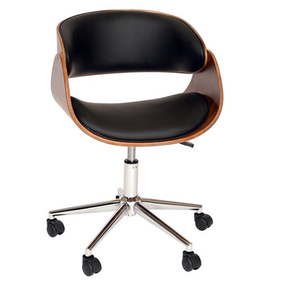 Armen Living - Julian Modern Office Chair In Chrome Finish with Black Faux Leather And Walnut Veneer Back - LCJUOFCHBL veiw 1